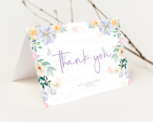 Editable Secret Garden Thank You Wildflower Thank You Card Pastel Flower Gar