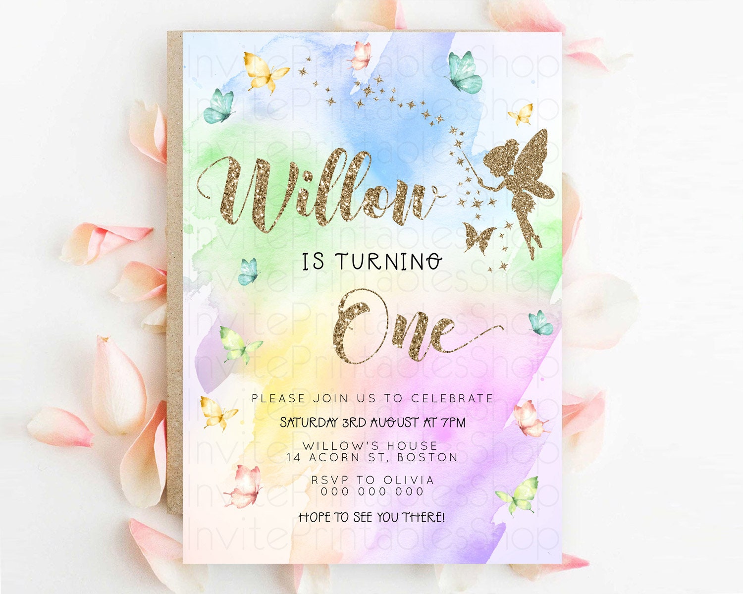 Editable Pastel Fairy Birthday Invitation Pastel Butterflies Fairy Birthday