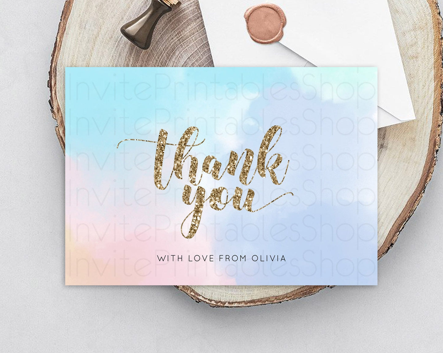 Pastel Thank You Rainbow Thank You Card Colorful Pastel Birthday Thank You Card Confetti Watercolor Pastel Teacher Thank You Cards D10378