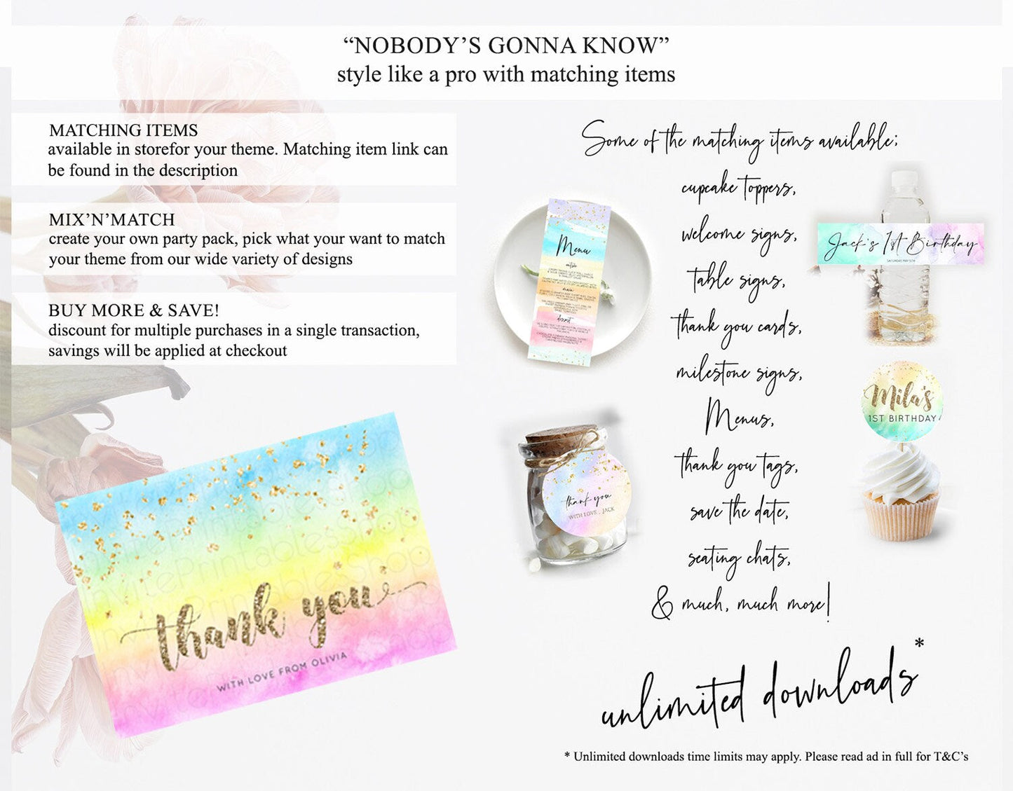 Pastel Thank You Rainbow Thank You Card Colorful Pastel Birthday Thank You Card Confetti Watercolor Pastel Teacher Thank You Cards D10479