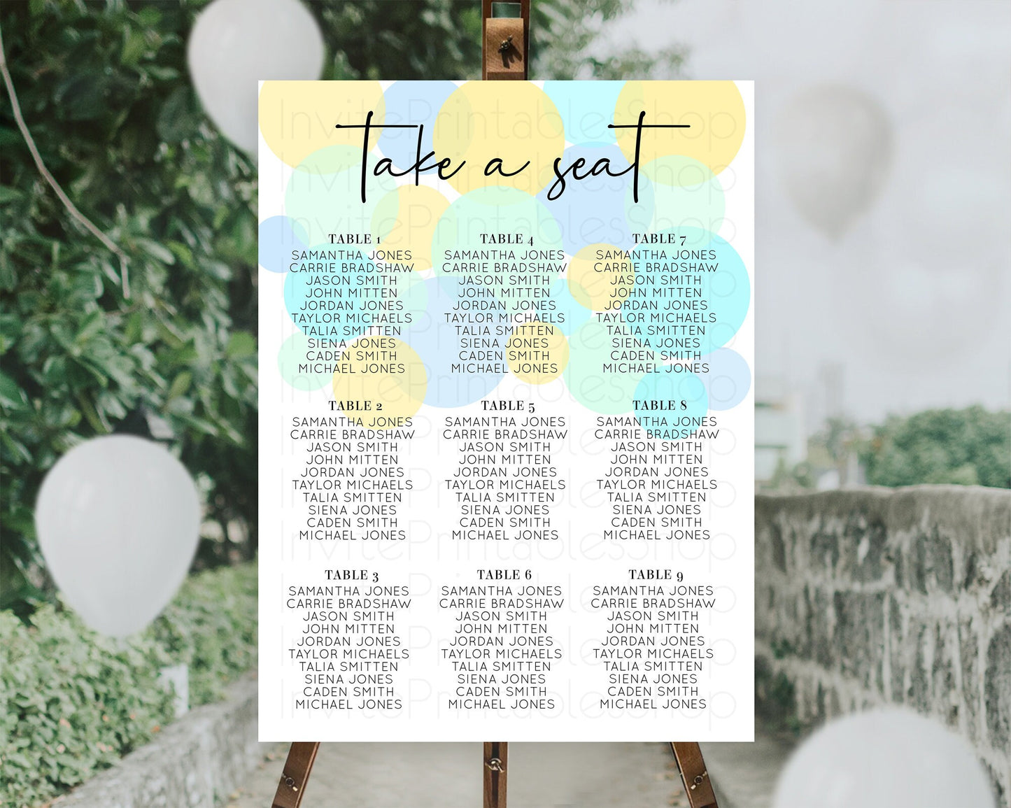 Pastel Seating Chart Pastel Confetti Seating Chart Bubbles Sprinkles Seating Sign Colorful Rainbow Decor Confetti Seating Board 100206