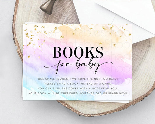 Editable Pastel Books For Baby Card Pastel Rainbow Book Insert Colorful Ombr