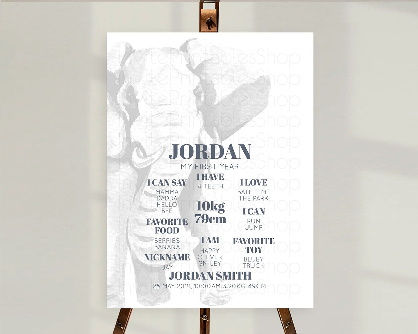 Elephant First Birthday Milestone Board Elephant Milestone Poster One Wild Year Safari Adventure Elephant Zoo Birthday Welcome Sign D10292