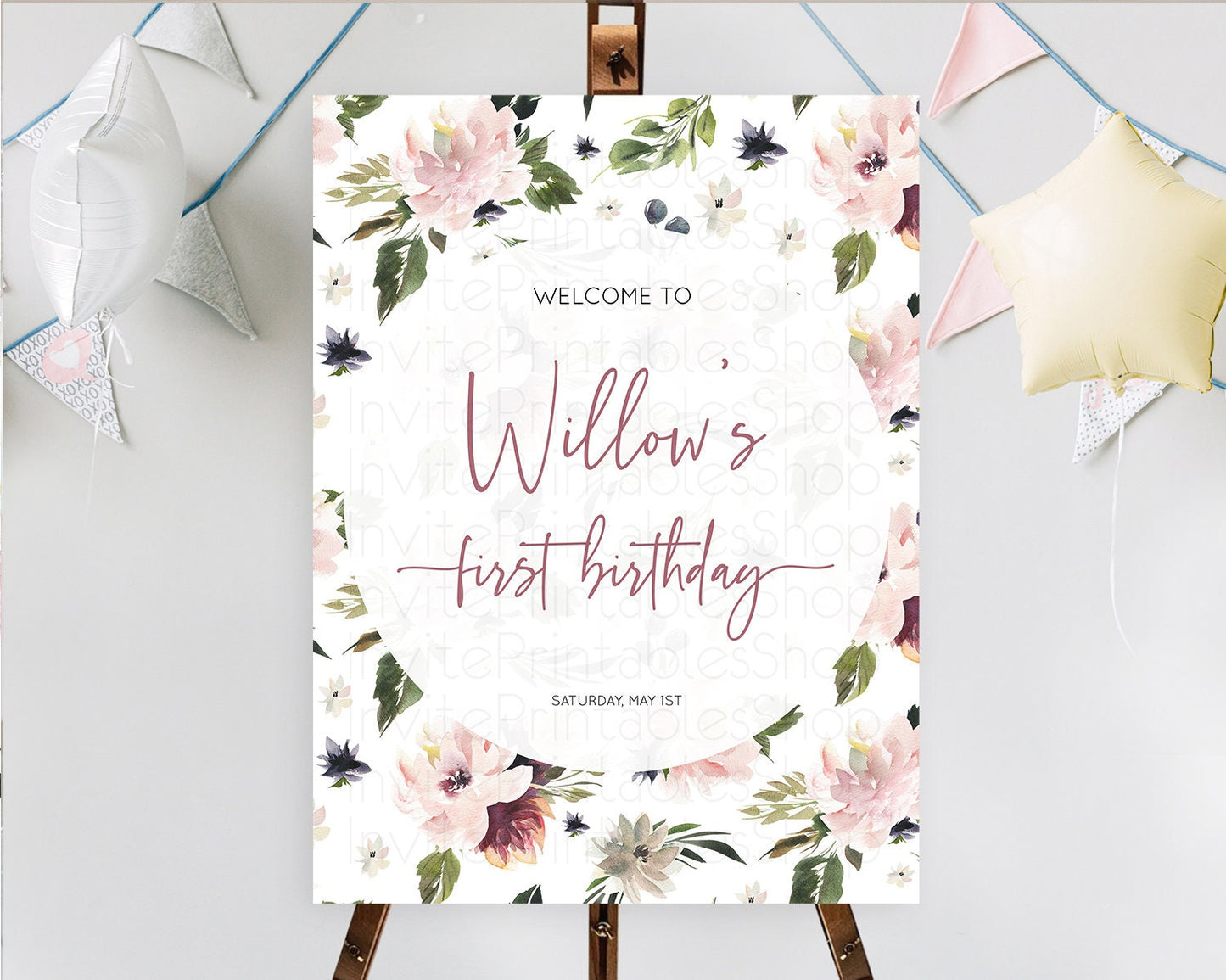 Secret Garden Welcome Sign Wildflower Welcome Board Pastel Flower Garden Welcome Poster Boho Wildflower First Birthday Welcome Sign D10538