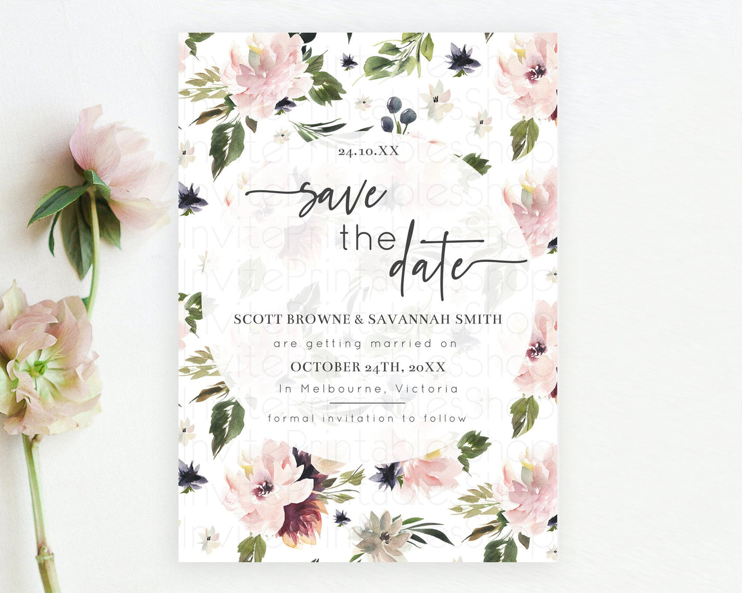 Wildflower Save The Date Template Secret Garden Save The Date Pastel Floral Garden Party Boho Flowers Birthday Baby Shower Wedding D10538