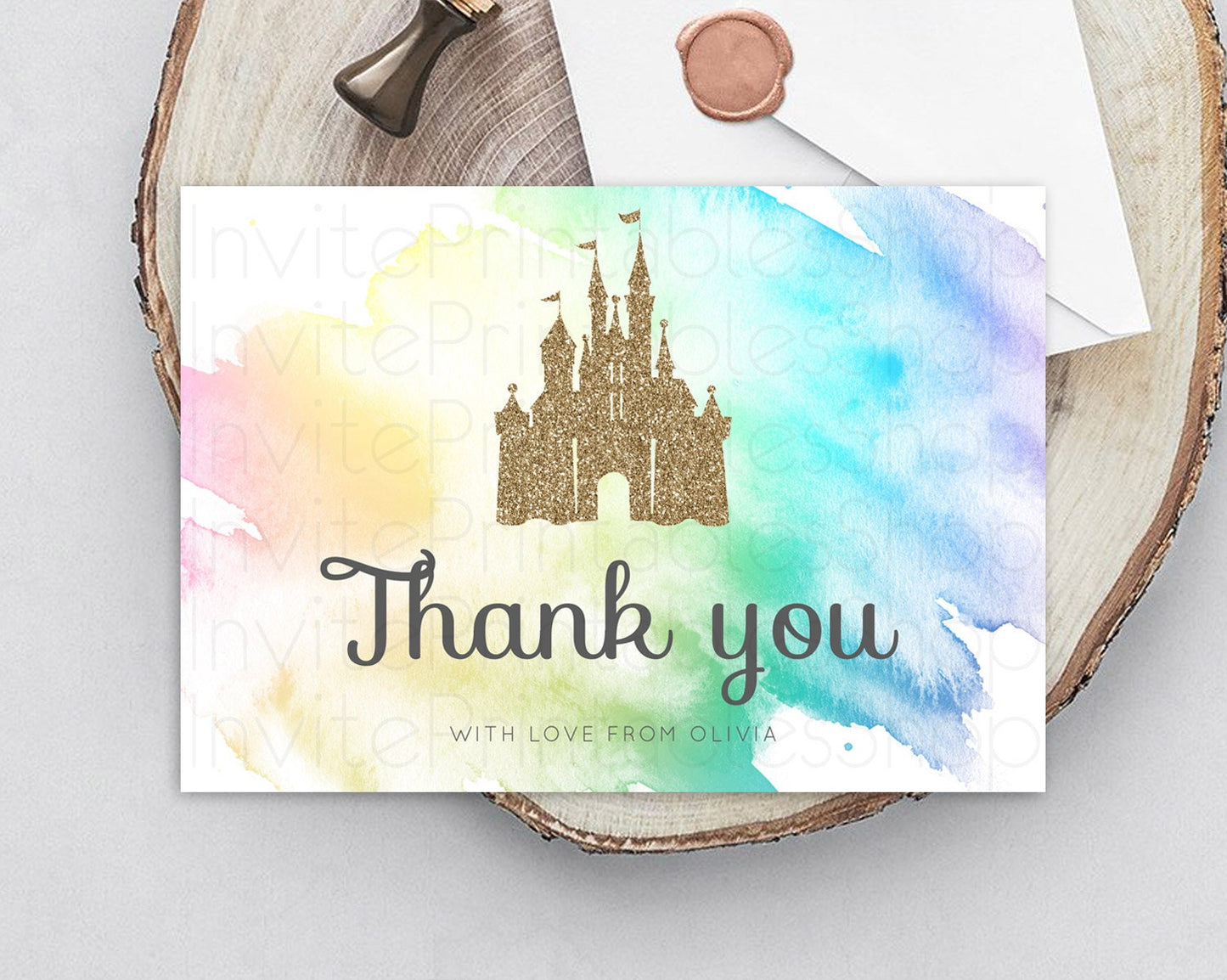 Princess Thank You Pastel Princess Thank You Card Pastel Rainbow Thank You Cards Colorful Enchanted Castle Teacher Thank You Cards D10833