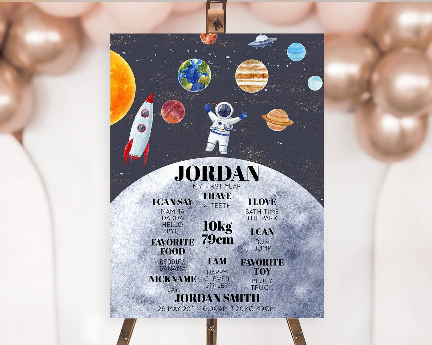 Space First Birthday Milestone Poster Space Milestone Board First Trip Around the Sun Planets Solar System ONE year Birthday Sign D10430