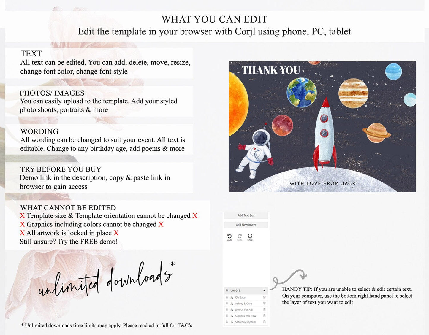 Space Thank You Space Thank You Card First Trip Around the Sun Thank You Card Planets Solar System First Birthday Thank You Cards D10430