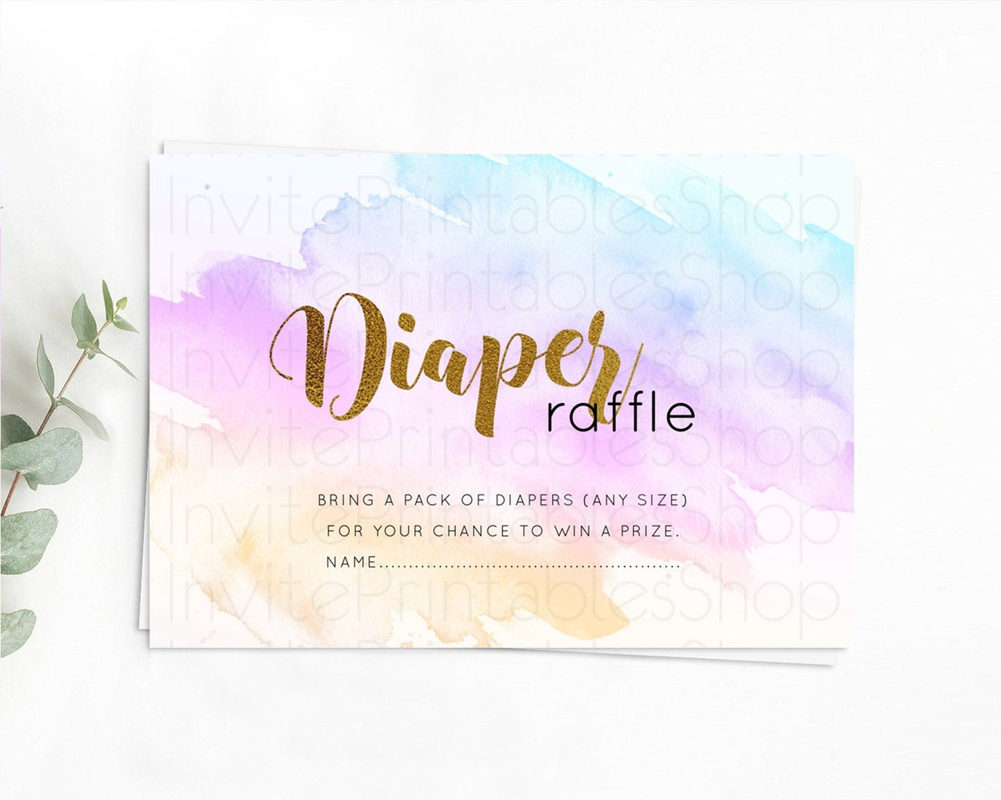 Pastel Diaper Raffle Card Pastel Rainbow Diaper Raffle Insert Colorful Ombre Watercolor Diaper Ticket Confetti Glitter Raffle Game D11027