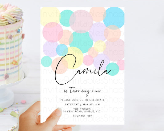 Editable Pastel Birthday Invitation Pastel Confetti Birthday Invitation Bubb