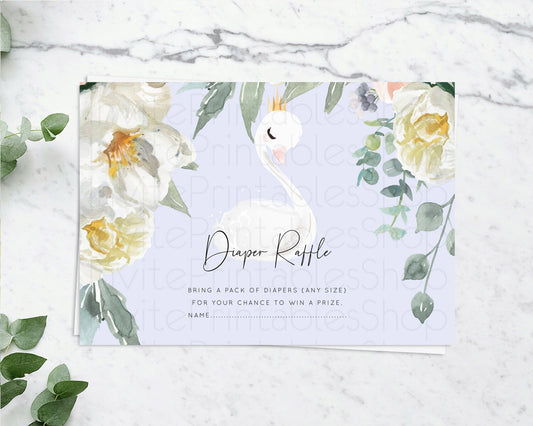 Editable Swan Diaper Raffle Card Swan Princess Ballet Diaper Raffle Insert E