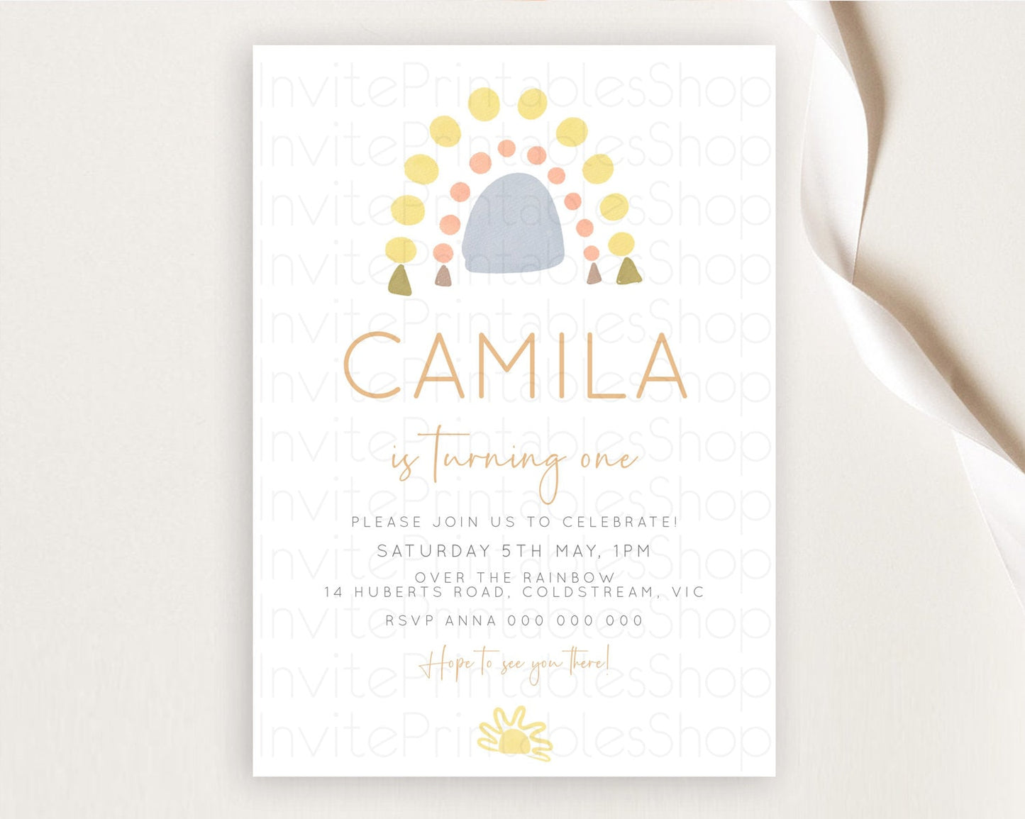 Pastel Rainbow Birthday Invitation Pastel Rainbow Invitation Rainbow Invitation Pastel Invitation Boho Rainbow 1st First Birthday D10688