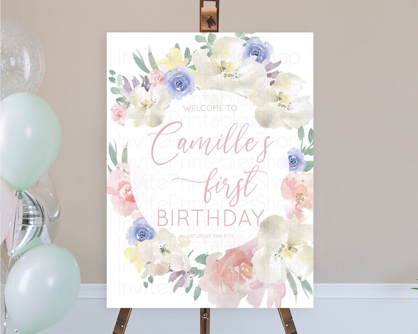 Secret Garden Welcome Sign Wildflower Welcome Board Pastel Flower Garden Welcome Poster Boho Wildflower First Birthday Welcome Sign D10841