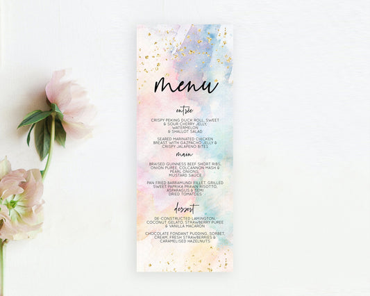 Editable Pastel Menu Pastel Rainbow Menu Template Colorful Pastel Table Deco