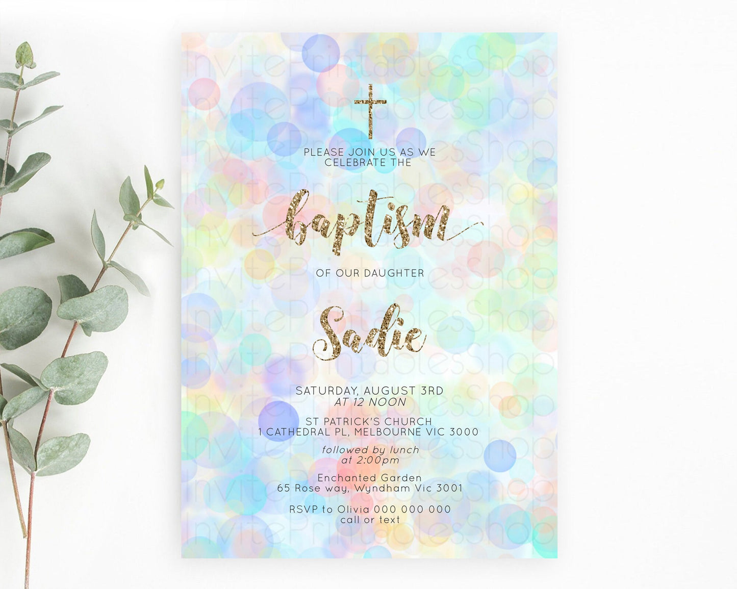 Pastel Baptism Invitation Bath Bomb Party Invitation Pastel Bubbles Baptism 1st Birthday Invitation Watercolour Christening Invite D10447