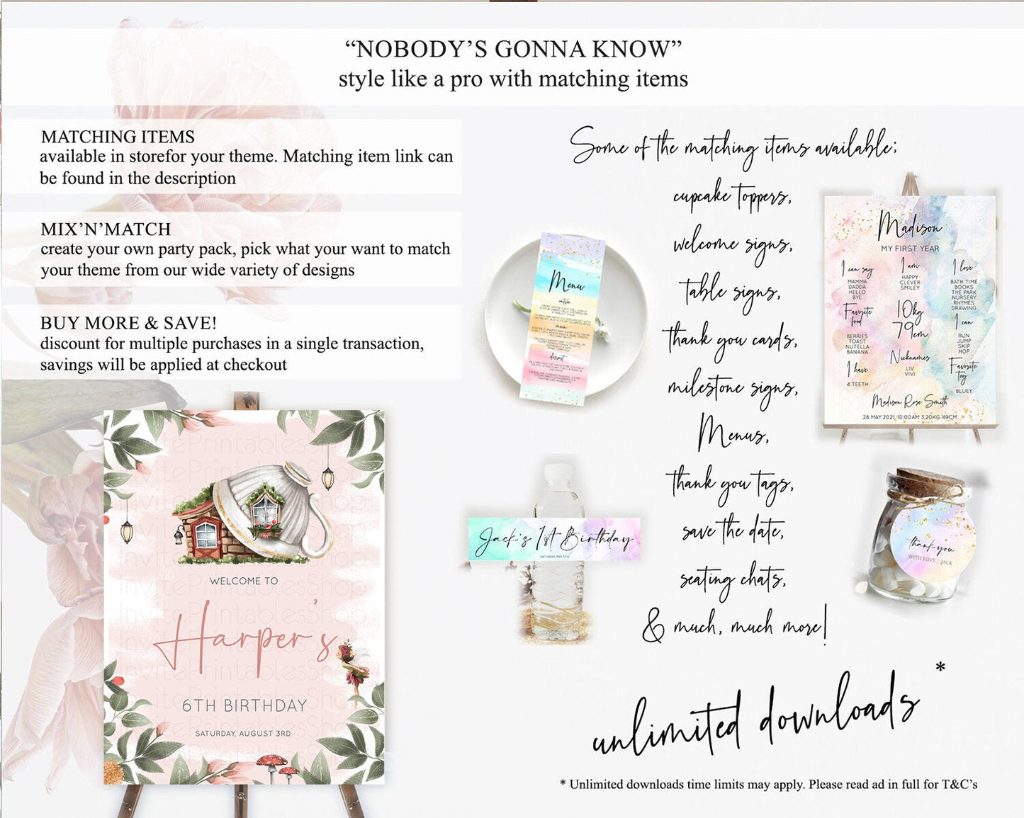 Fairy Welcome Sign Fairy Welcome Board Enchanted Garden Pastel Floral Butterfly Decor Secret Garden First Birthday Welcome Sign D10563