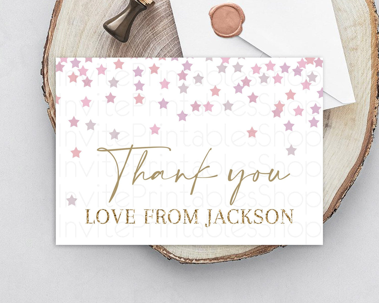 Star Thank You Card Pastel Stars Thank You Shooting Star Rainbow Colorful Confetti Twinkle Little Star Birthday Teacher Thank You D10344