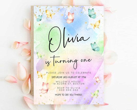 Editable Pastel Butterfly Birthday Invitation Butterfly Birthday Invitation
