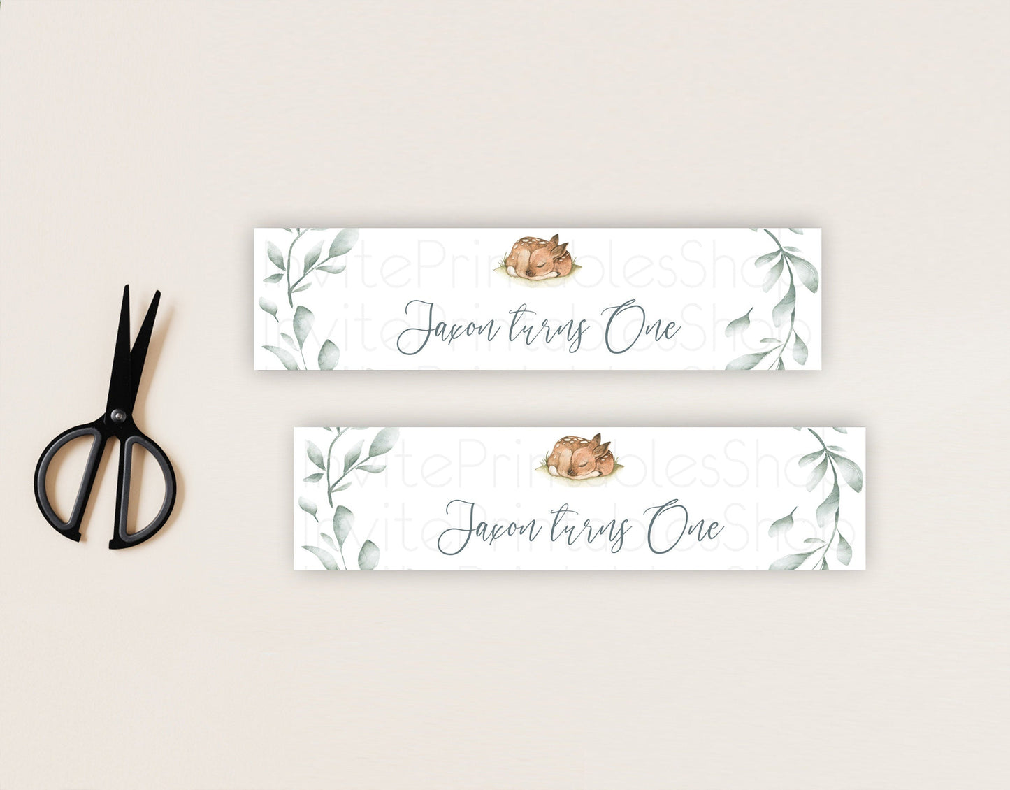 Fawn Deer Water Label Template Pastel Floral Deer Enchanted Forest Butterfly Party Decor Birthday Baptism Baby Shower Bridal Shower D10935