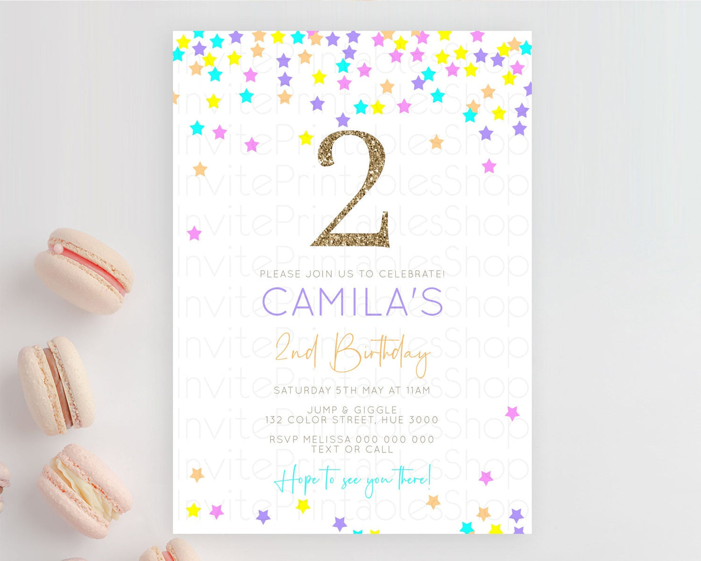 Editable Star Birthday Invitation Pastel Stars Invite Shooting Star Party Ra