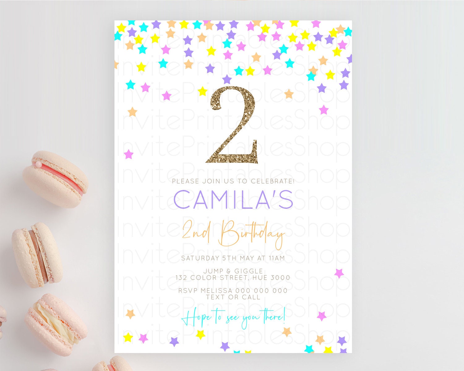 Editable Star Birthday Invitation Pastel Stars Invite Shooting Star Party Ra