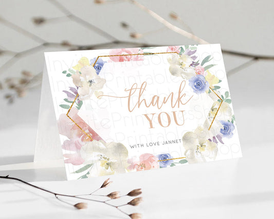 Editable Secret Garden Thank You Wildflower Thank You Card Pastel Flower Gar