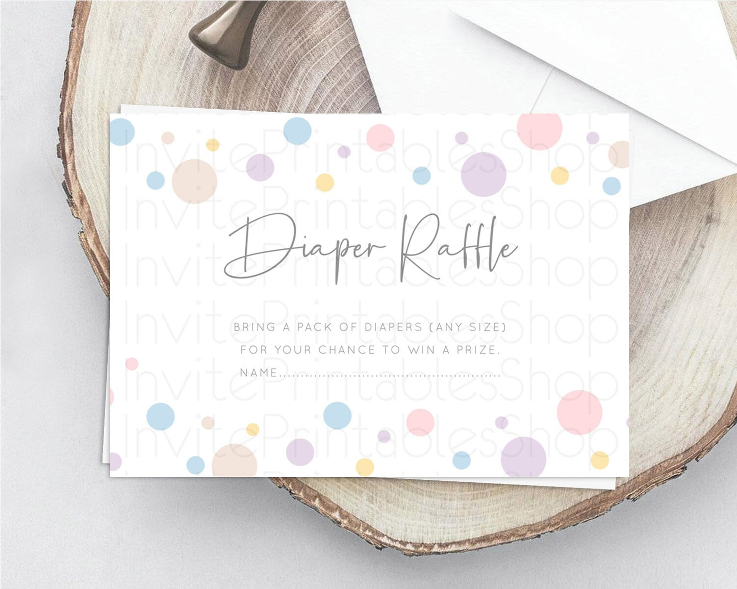 Rainbow Diaper Raffle Card Pastel Sprinkles Diaper Raffle Insert Rainbow Confetti Diaper Ticket Colorful Bubbles Pastel Raffle Game D10759