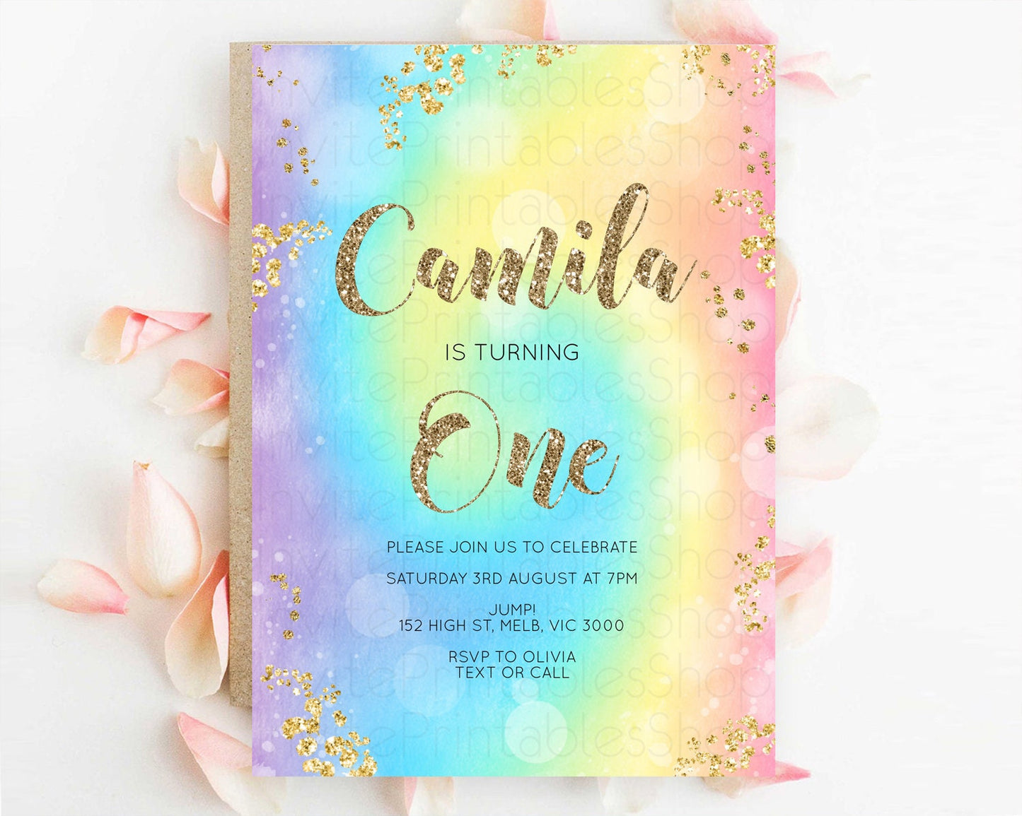 Tie Dye Invitation Rainbow Birthday Invitation Pastel Invitation Colorful Invitation Pastel Rainbow Party 3rd 2nd 1st First Birthday D10568