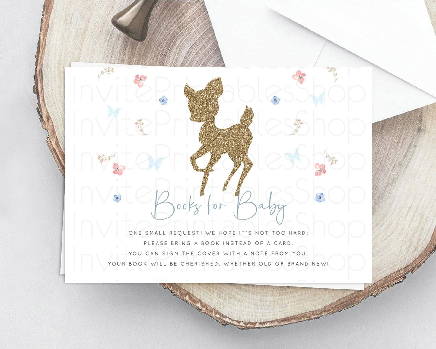 Editable Fawn Books For Baby Card Deer Book Insert Floral Deer Book Card Enc