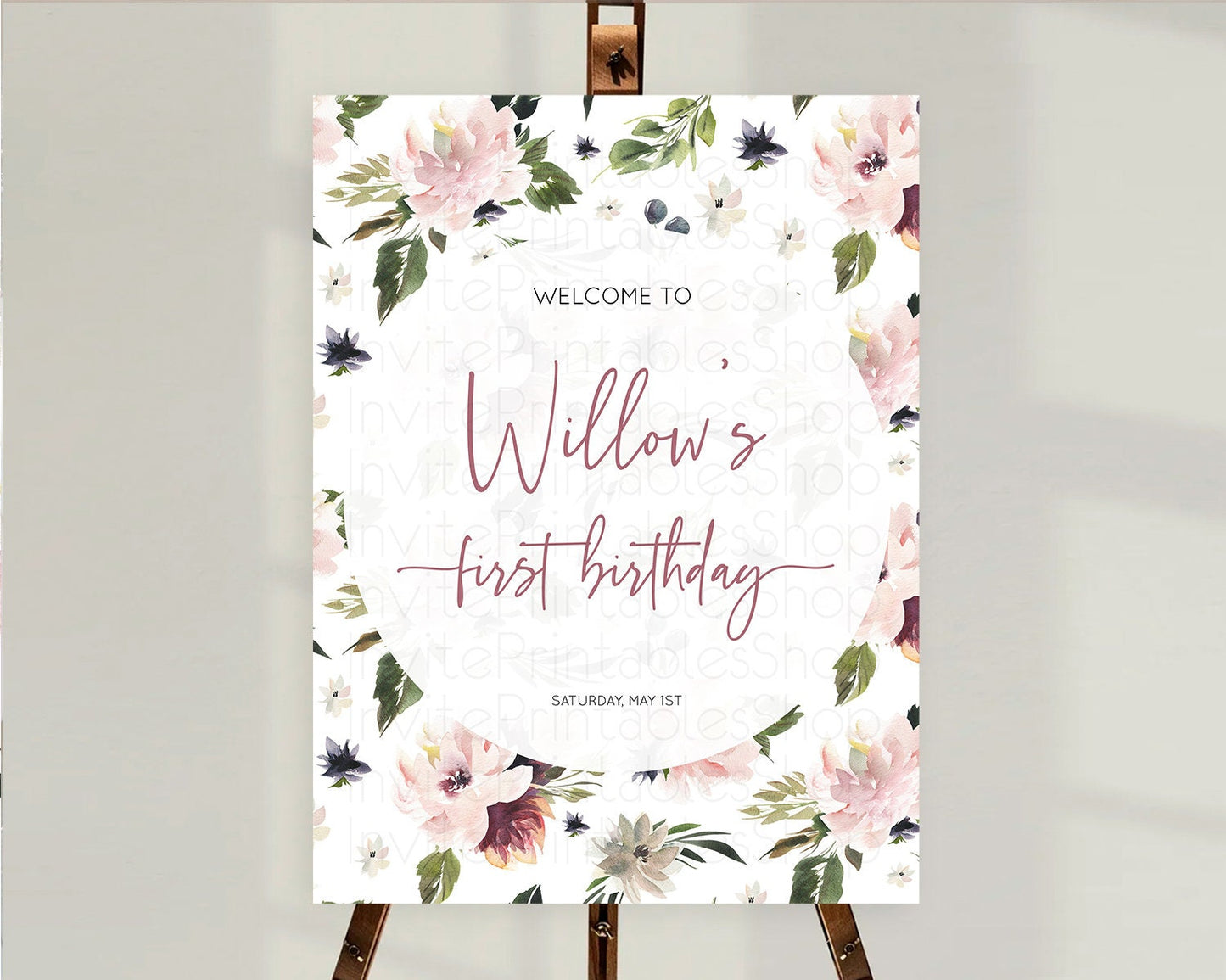 Secret Garden Welcome Sign Wildflower Welcome Board Pastel Flower Garden Welcome Poster Boho Wildflower First Birthday Welcome Sign D10538