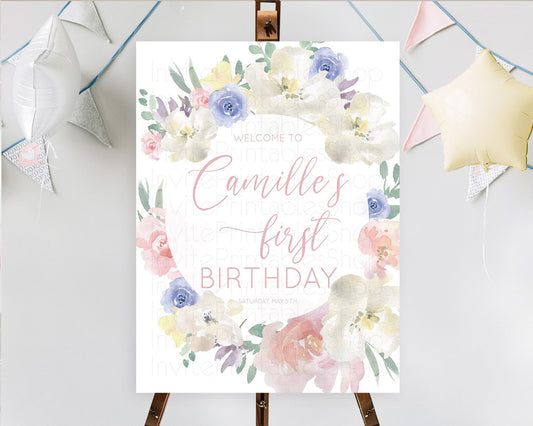 Secret Garden Welcome Sign Wildflower Welcome Board Pastel Flower Garden Welcome Poster Boho Wildflower First Birthday Welcome Sign D10841