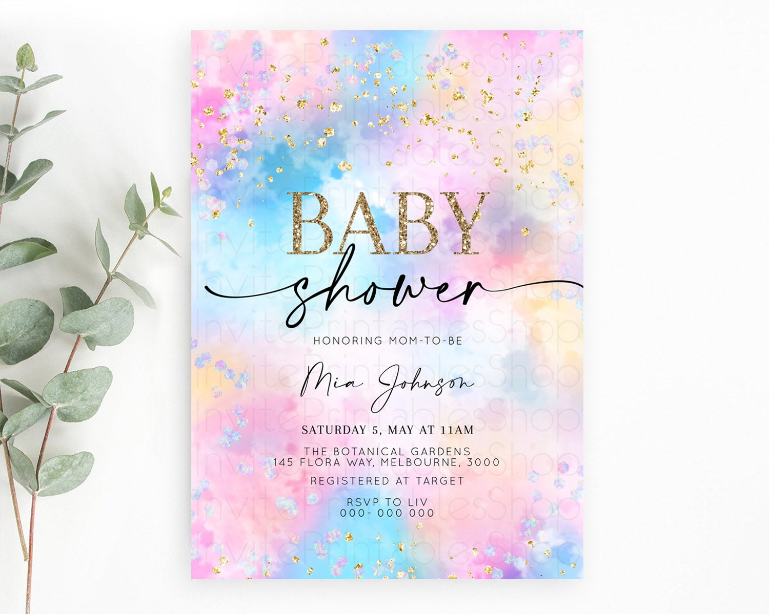 Editable Pastel Baby Shower Invitation Rainbow Baby Shower Invitation Colorf