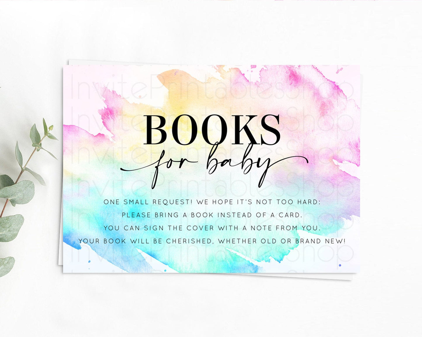 Pastel Books For Baby Card Pastel Rainbow Book Insert Colorful Ombre Watercolor Book Card Confetti Glitter Baby Book Poem Request D11020