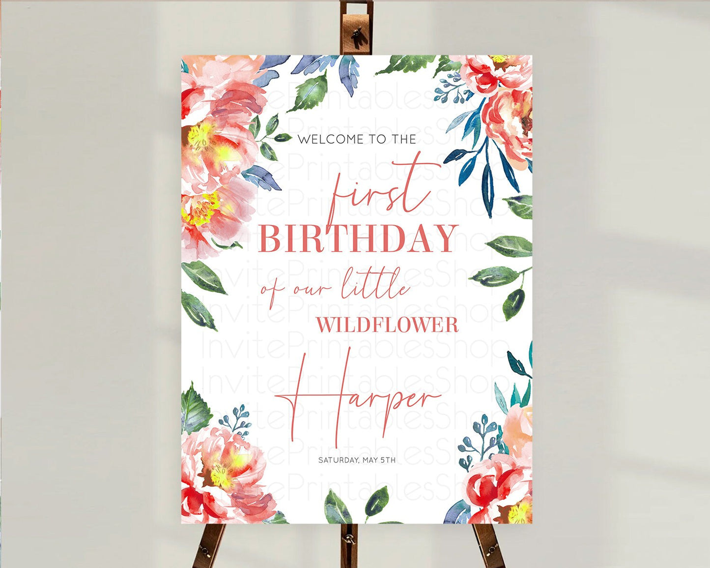 Secret Garden Welcome Sign Wildflower Welcome Board Pastel Flower Garden Welcome Poster Boho Wildflower First Birthday Welcome Sign D10751