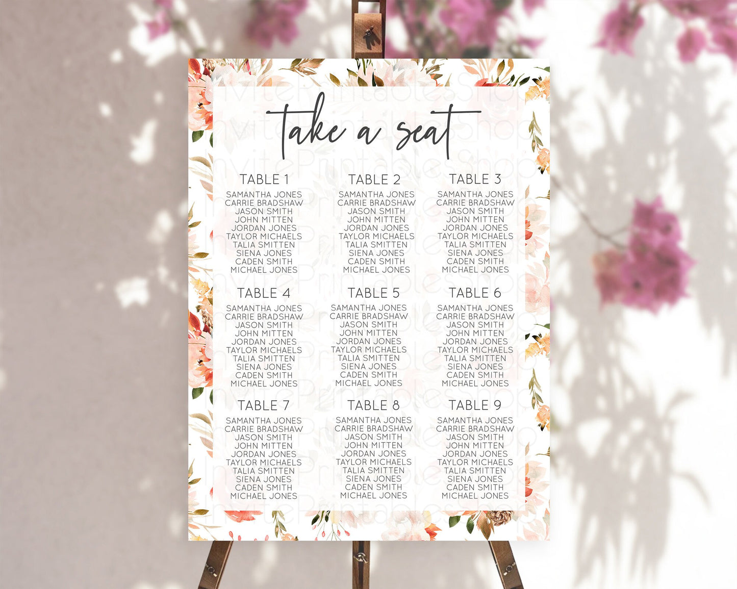 Secret Garden Seating Chart Wildflower Seating Chart Pastel Flowers Seating Chart Enchanted Garden Boho Floral Take A Seat Décor D10540