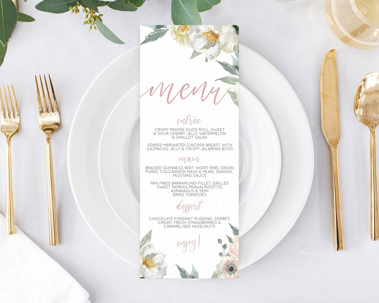 Secret Garden Menu Wildflower Menu Template Pastel Flower Garden Table Decor Boho Floral Dinner Dessert Floral Party Food Menu D10121