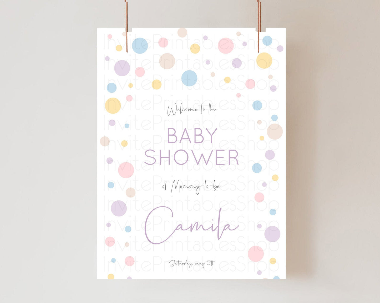 Rainbow Baby Shower Welcome Sign Pastel Welcome Board Pastel Rainbow Confetti Welcome Sign Colorful Bubbles Pastel Welcome Sign D10759