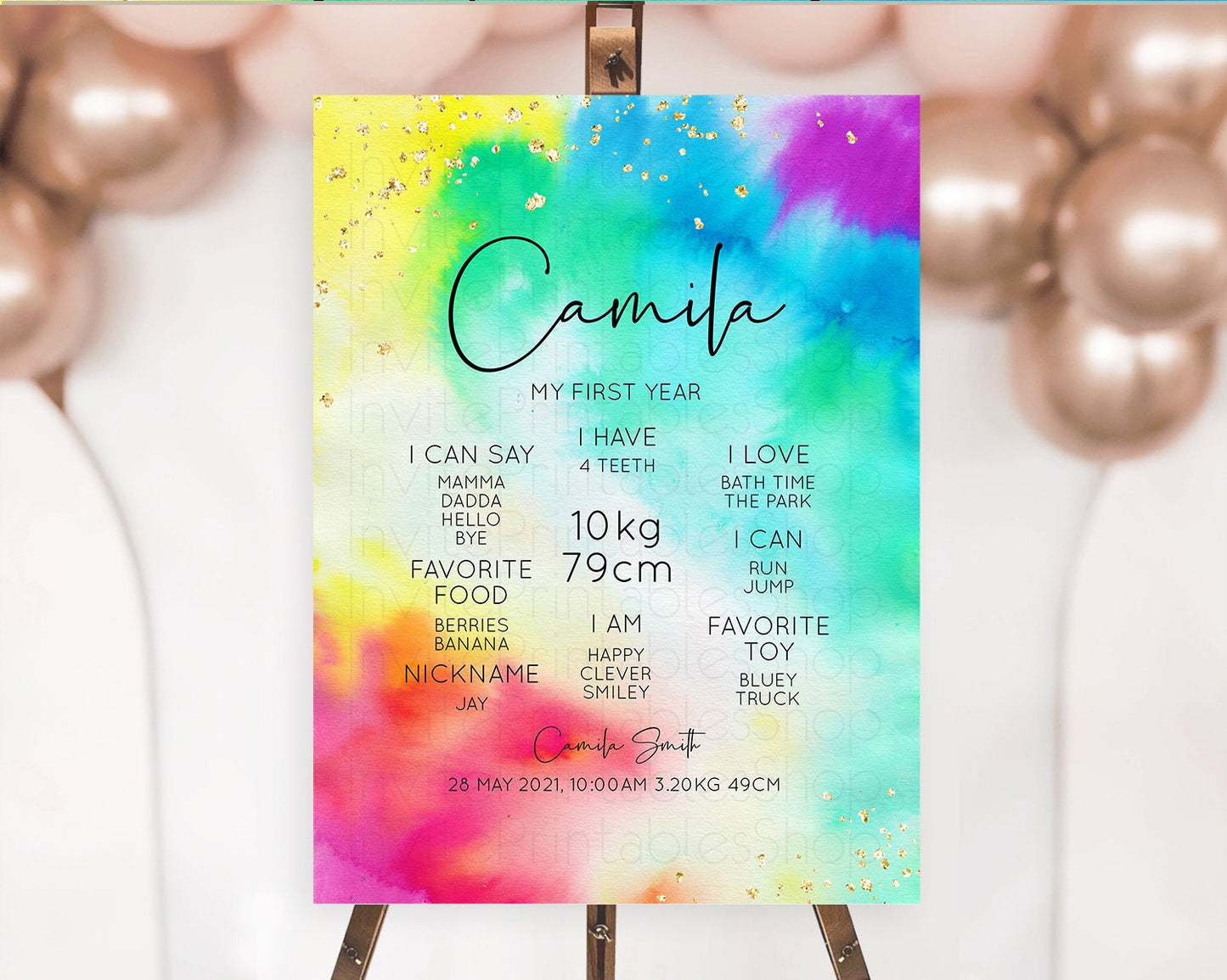 Tie Dye Milestone Board Rainbow First Birthday Milestone Poster Pastel Milestone Colorful Milestone Board Pastel Rainbow Birthday D10462
