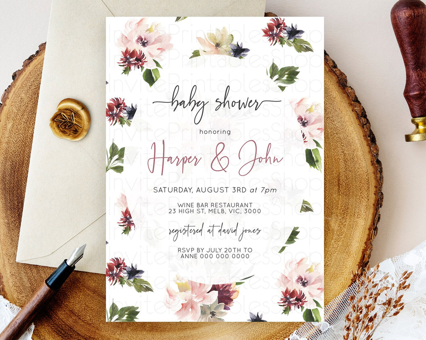 Wildflower Baby Shower Invitation Secret Garden Baby Shower Invitation Pastel Flowers Invite Enchanted Garden Shower Floral Theme D10538