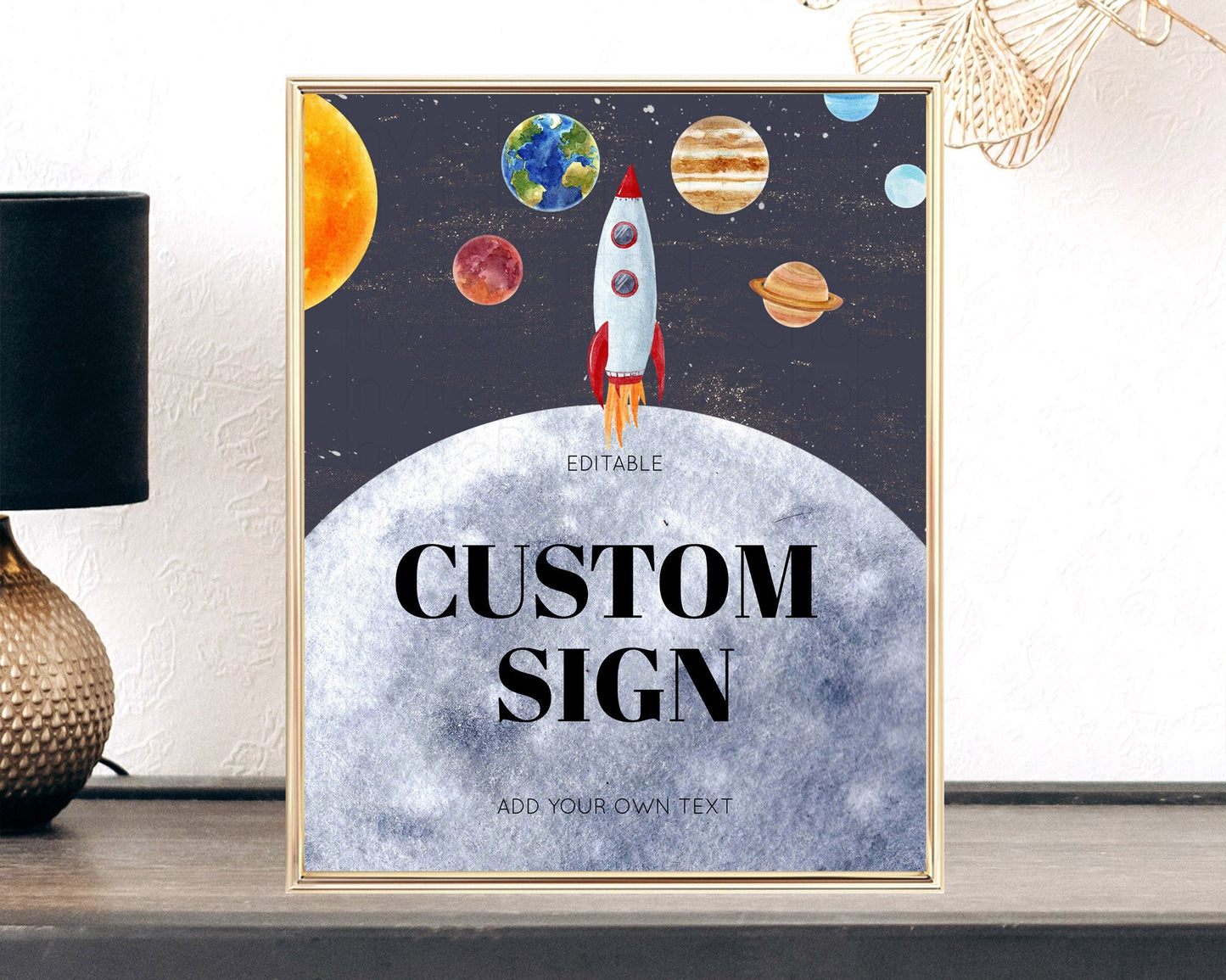 Space Table Sign Decor Galaxy Space Adventure Party First Trip Around the Sun Planets Solar System 1st Birthday Baptism Baby Shower D10430