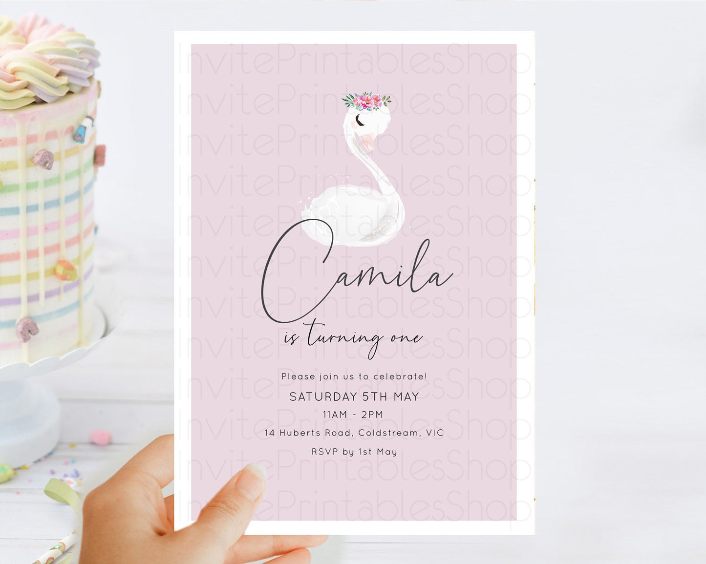 Editable Swan Birthday Invitation Swan Princess Ballet Invitation Enchanted