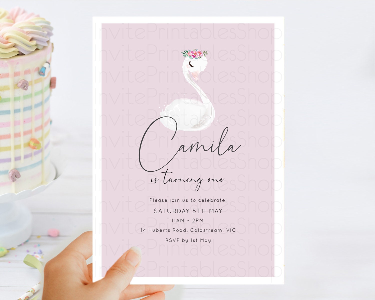 Editable Swan Birthday Invitation Swan Princess Ballet Invitation Enchanted