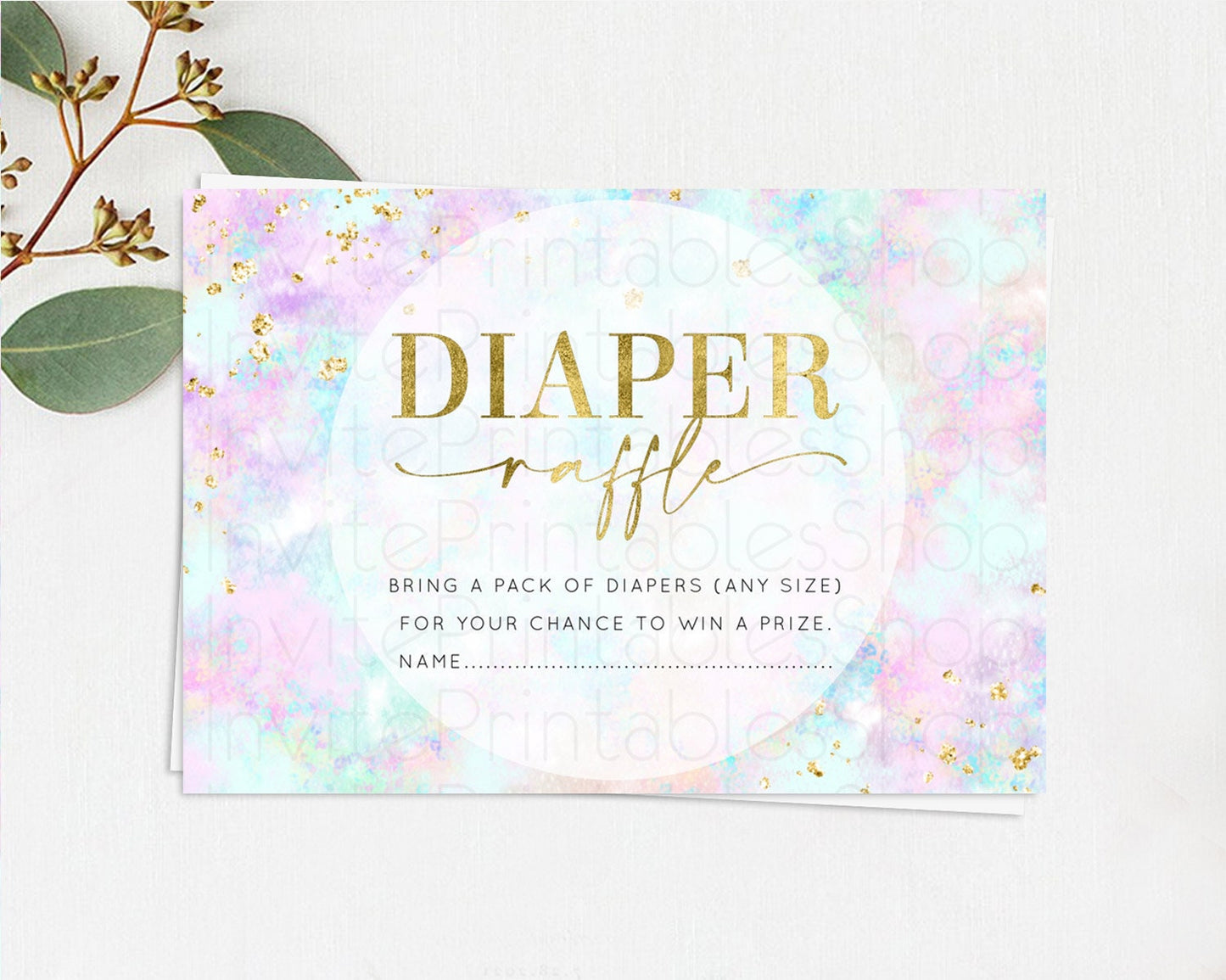 Pastel Diaper Raffle Card Pastel Rainbow Diaper Raffle Insert Colorful Ombre Watercolor Diaper Ticket Confetti Glitter Raffle Game D10652