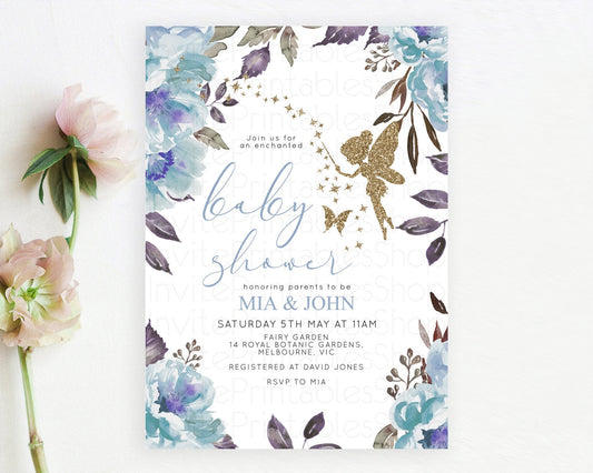 Fairy Baby Shower Invitation Pastel Fairy Invites Fairy Tea Party Fairy Garden Theme Secret Garden Enchanted Garden Floral Butterfly D10728