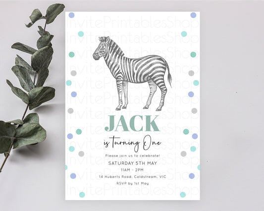 Editable Zebra Birthday Invitation Zebra Invite Jungle Safari invite Waterco