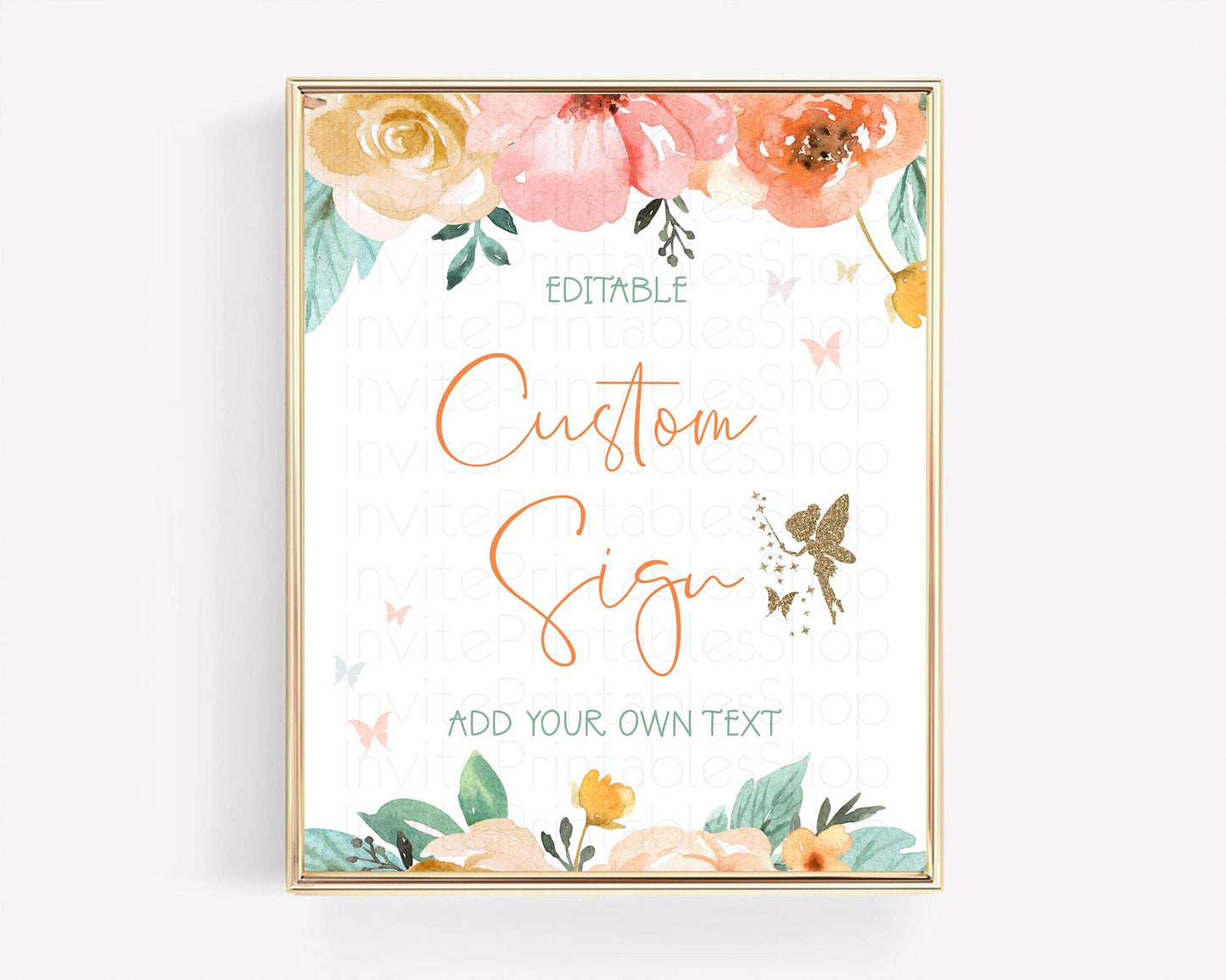 Fairy Sign Enchanted Garden Table Sign Decor Pastel Floral Butterfly Party Secret Garden Birthday Baptism Baby Shower Bridal Shower D10346