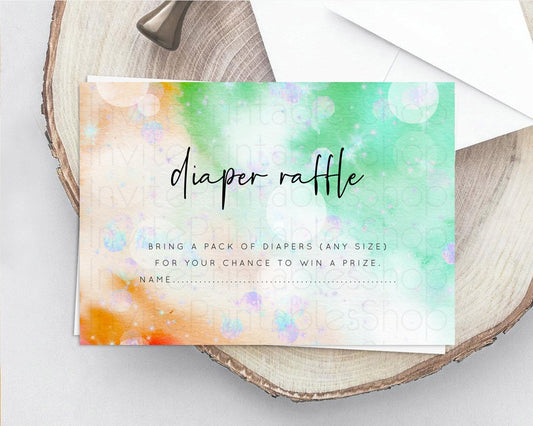 Editable Rainbow Diaper Raffle Card Pastel Diaper Insert Colorful Pastel Wat