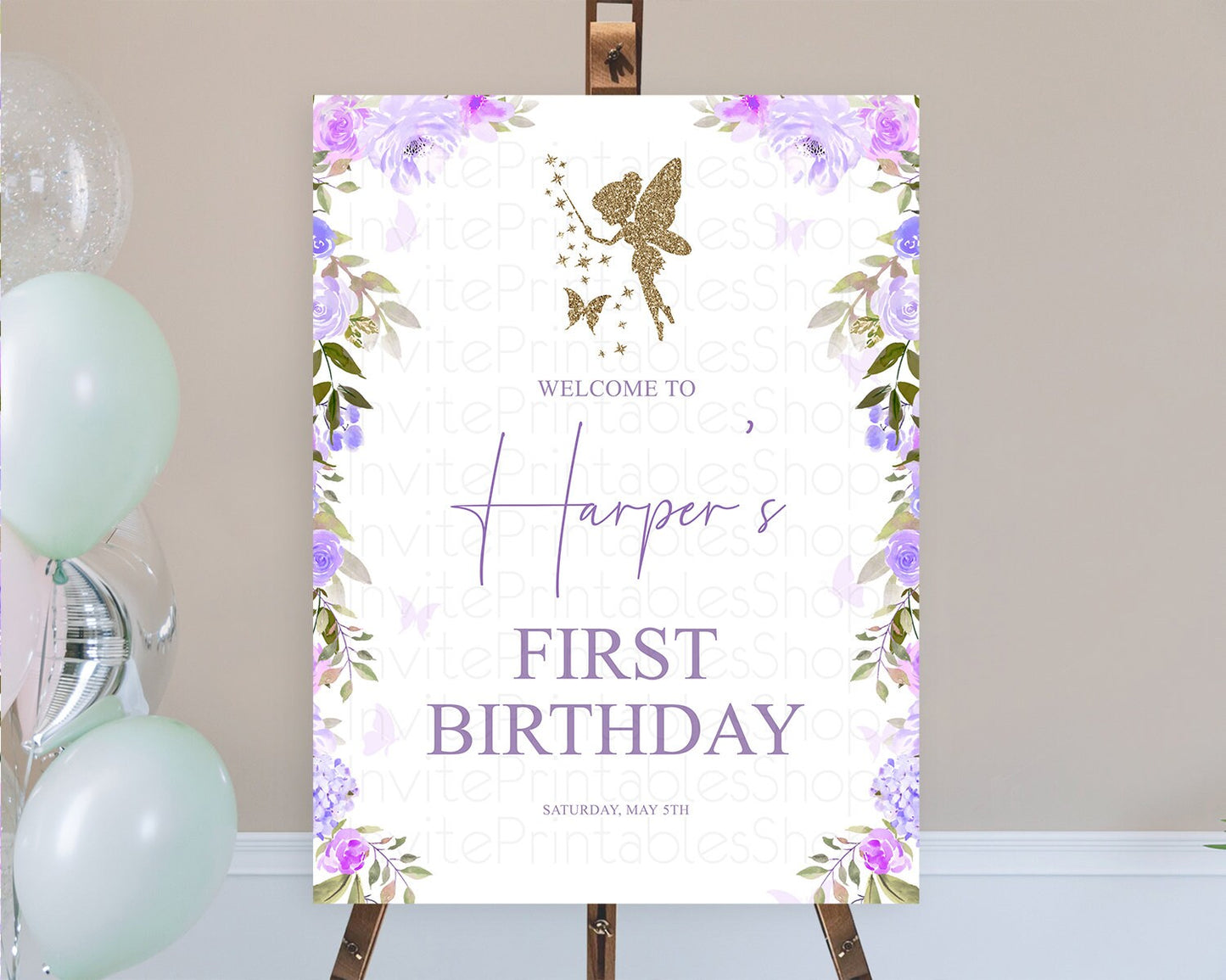 Editable Fairy Welcome Sign Fairy Welcome Board Enchanted Garden Pastel Flor