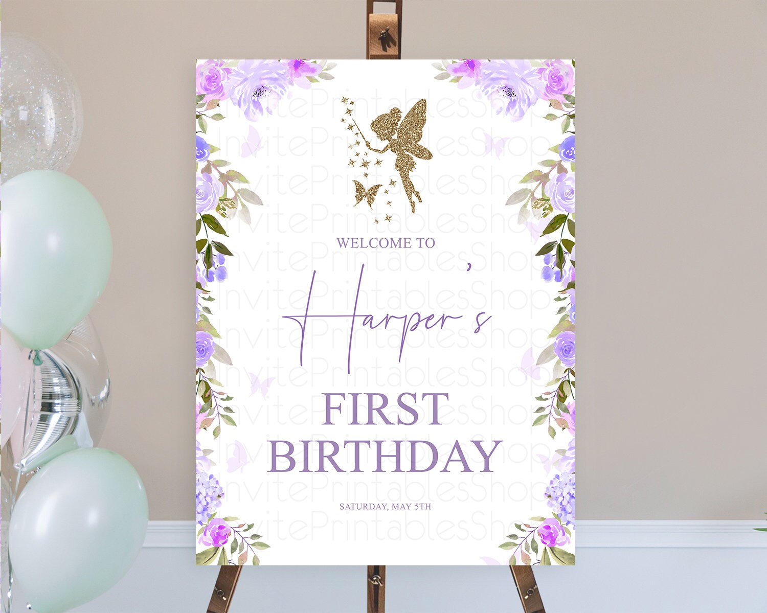 Editable Fairy Welcome Sign Fairy Welcome Board Enchanted Garden Pastel Flor