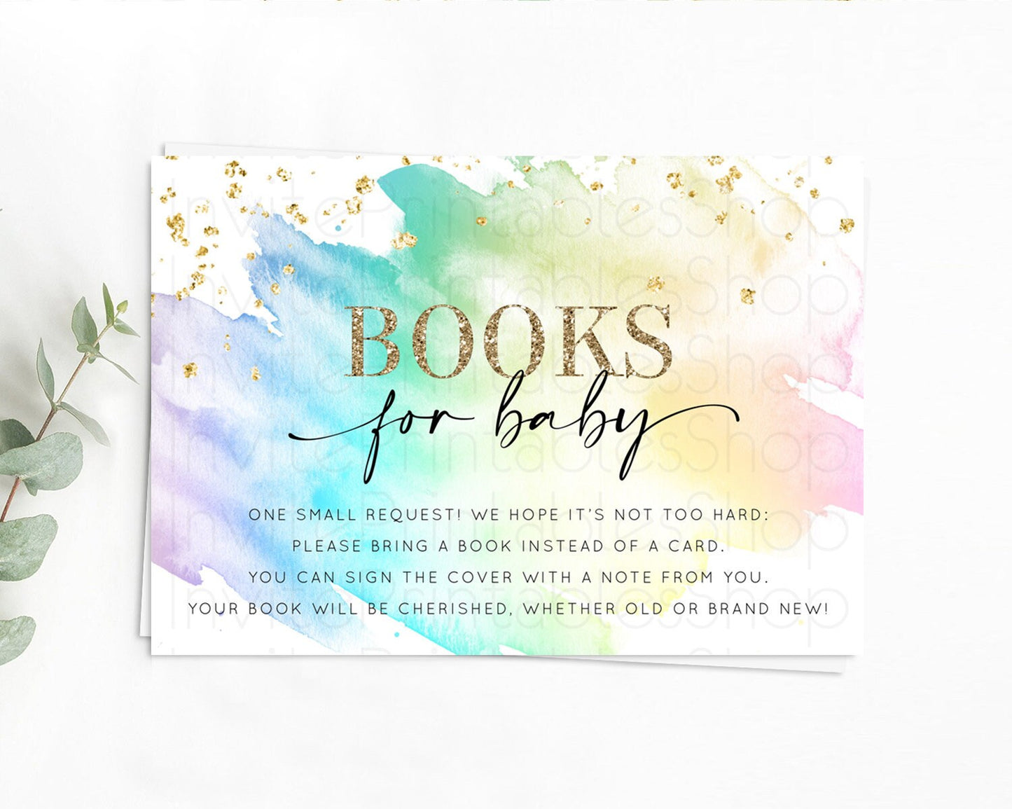 Pastel Books For Baby Card Pastel Rainbow Book Insert Colorful Ombre Watercolor Book Card Confetti Glitter Baby Book Poem Request D11028